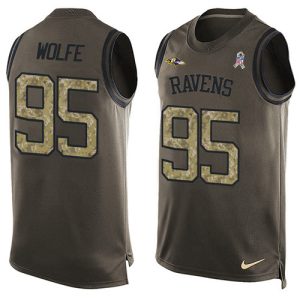 Ravens #95 Derek Wolfe Green Men's Stitched Premium - grade NFL Limited Salute To Service Tank Top Jersey