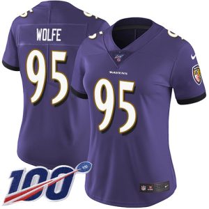 Ravens #95 Derek Wolfe Purple Team Color Women's Stitched NFL 100th Season Vapor Untouchable Limited Amazing Jersey