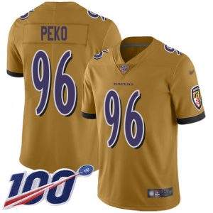 Ravens #96 Domata Peko Sr Gold Men's Stitched NFL Limited Inverted Legend 100th Season Jersey Notable