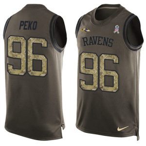 Ravens #96 Domata Peko Sr Green Elegant Men's Stitched NFL Limited Salute To Service Tank Top Jersey