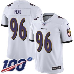 Ravens #96 Domata Peko Sr White Youth Stitched NFL 100th Season Vapor Untouchable Magnificent Limited Jersey