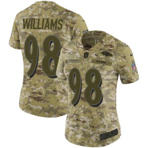 Ravens #98 Brandon Williams Camo Women's Stitched NFL Splendid Limited 2018 Salute to Service Jersey