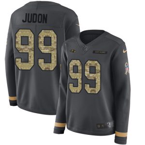 Ravens #99 Matthew Judon Anthracite Salute Striking to Service Women's Stitched NFL Limited Therma Long Sleeve Jersey