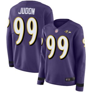 Ravens #99 Matthew Judon Purple Team Color Women's Stitched NFL Limited Therma Long Top - notch Sleeve Jersey