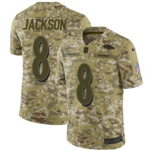 Ravens Admirable #8 Lamar Jackson Camo Youth Stitched NFL Limited 2018 Salute to Service Jersey