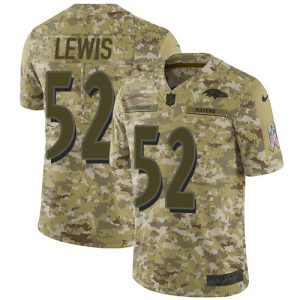 Ravens Captivating #52 Ray Lewis Camo Men's Stitched NFL Limited 2018 Salute To Service Jersey