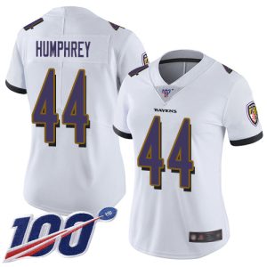 Ravens Charming #44 Marlon Humphrey White Women's Stitched NFL 100th Season Vapor Limited Jersey