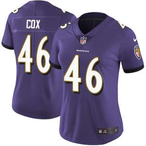 Ravens Charming #46 Morgan Cox Purple Team Color Women's Stitched NFL Vapor Untouchable Limited Jersey