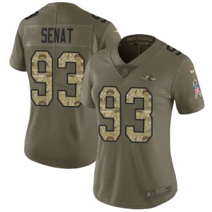 Ravens Classy #93 Deadrin Senat Olive/Camo Women's Stitched NFL Limited 2017 Salute To Service Jersey