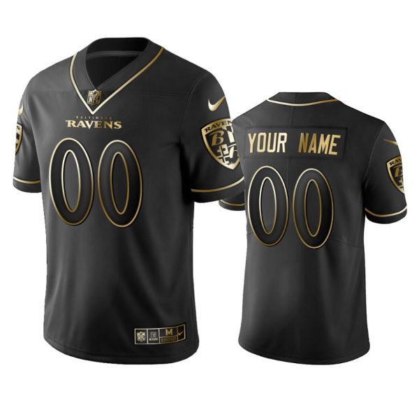 Ravens Custom Black Golden Limited Edition Stitched NFL Terrific Jersey