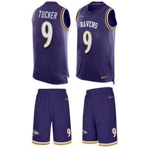 Ravens Dashing #9 Justin Tucker Purple Team Color Men's Stitched NFL Limited Tank Top Suit Jersey