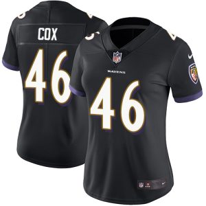 Ravens Delightful #46 Morgan Cox Black Alternate Women's Stitched NFL Vapor Untouchable Limited Jersey