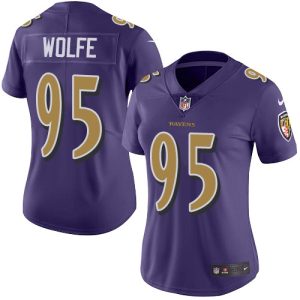 Ravens Delightful #95 Derek Wolfe Purple Women's Stitched NFL Limited Rush Jersey