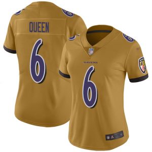 Ravens Elegant #6 Patrick Queen Gold Women's Stitched NFL Limited Inverted Legend Jersey