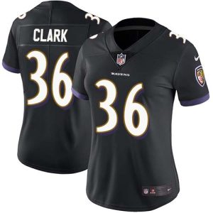 Ravens Glamorous #36 Chuck Clark Black Alternate Women's Stitched NFL Vapor Untouchable Limited Jersey