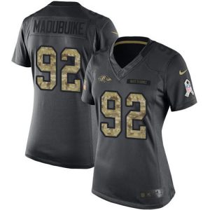 Ravens Premium #92 Justin Madubuike Black Women's Stitched NFL Limited 2016 Salute to Service Jersey