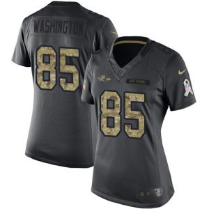 Ravens Prime #85 Scotty Washington Black Women's Stitched NFL Limited 2016 Salute to Service Jersey
