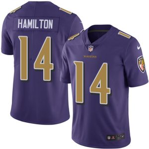 Ravens Remarkable #14 Kyle Hamilton Purple Youth Stitched NFL Limited Rush Jersey