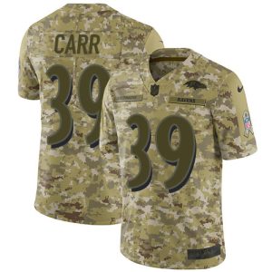 Ravens Sophisticated #39 Brandon Carr Camo Youth Stitched NFL Limited 2018 Salute To Service Jersey