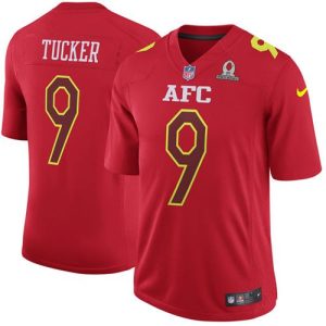 Ravens Sophisticated #9 Justin Tucker Red Men's Stitched NFL Game AFC 2017 Pro Bowl Jersey