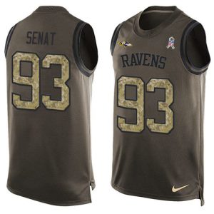 Ravens Sophisticated #93 Deadrin Senat Green Men's Stitched NFL Limited Salute To Service Tank Top Jersey