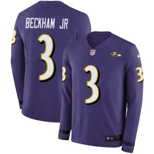 Ravens Stylish #3 Odell Beckham Jr. Purple Team Color Men's Stitched NFL Limited Therma Long Sleeve Jersey