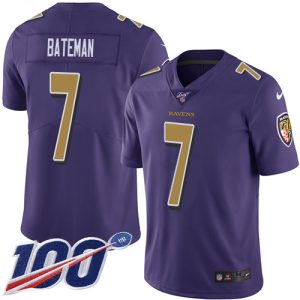 Ravens Superior #7 Rashod Bateman Purple Men's Stitched NFL Limited Rush 100th Season Jersey