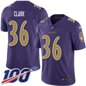 Ravens Terrific #36 Chuck Clark Purple Men's Stitched NFL Limited Rush 100th Season Jersey