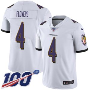 Ravens Terrific #4 Zay Flowers White Men's Stitched NFL 100th Season Vapor Untouchable Limited Jersey