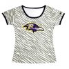 Women's Baltimore Exceptional Ravens Sideline Legend Authentic Logo Zebra Stripes T Shirt