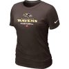 Women's Baltimore Outstanding Ravens Critical Victory NFL T Shirt Brown