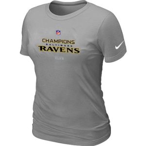 Women's Baltimore Ravens 2012 AFC Classy Conference Champions Trophy Collection Long T Shirt Light Grey