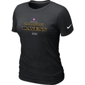 Women's Baltimore Ravens 2012 AFC Conference Champions Trophy Collection Long T Shirt Gorgeous Black