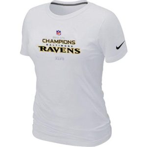 Women's Baltimore Ravens 2012 AFC Conference Champions Trophy Collection Long T Shirt White Dashing