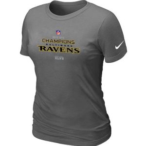 Women's Baltimore Ravens 2012 AFC Conference Champions Trophy Collection Marvelous Long T Shirt Dark Grey