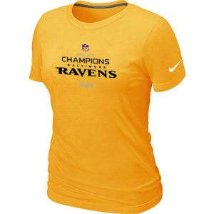 Women's Baltimore Ravens 2012 AFC Conference Top - notch Champions Trophy Collection Long T Shirt Yellow