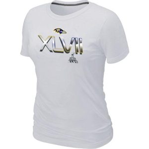 Women's Baltimore Ravens 2012 Super Bowl XLVII On Our Way T Shirt White Charming