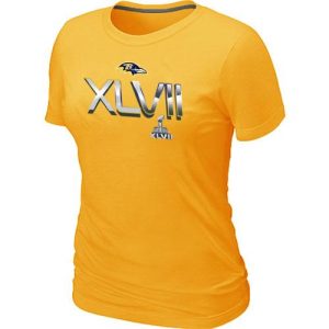 Women's Baltimore Ravens 2012 Super Remarkable Bowl XLVII On Our Way T Shirt Yellow