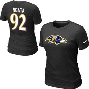 Women's Baltimore Ravens #92 Exquisite Haloti Ngata Name & Number T Shirt Black