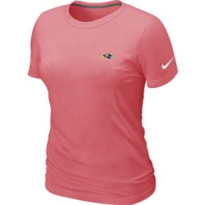 Women's Baltimore Ravens Chest Embroidered Exquisite Logo T Shirt Pink