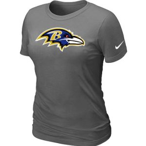 Women's Baltimore Ravens Logo NFL Exceptional T Shirt Dark Grey