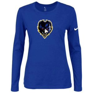 Women's Baltimore Ravens Of The City Long Sleeve Tri Blend NFL Remarkable T Shirt Blue