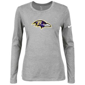 Women's Baltimore Ravens Of The City Long Sleeve Tri Blend NFL T Shirt Light Premium Grey