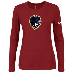 Women's Baltimore Ravens Of The Outstanding City Long Sleeve Tri Blend NFL T Shirt Red