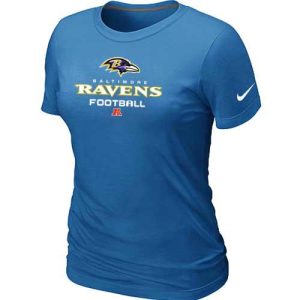 Women's Baltimore Ravens Premium - grade Critical Victory NFL T Shirt Light Blue