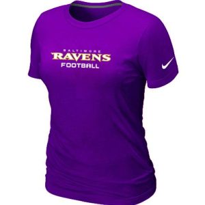 Women's Baltimore Ravens Sideline Exceptional Legend Authentic Font T Shirt Purple