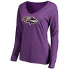 Women's Baltimore Ravens Superb Pro Line Primary Team Logo Slim Fit Long Sleeve T Shirt Purple