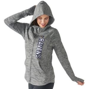 Women's NFL Baltimore Ravens G III 4Her Prime by Carl Banks Recovery Full Zip Hoodie Heathered Gray