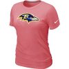 Women's Premium - grade Baltimore Ravens Pink Logo T Shirt